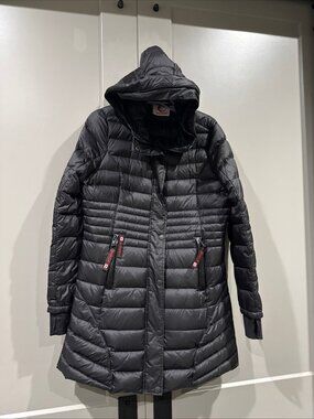 Canada Weathergear Black Hooded Full-Zip Down Puffer Jacket Size L $220.0